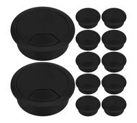BUGUUYO 12 Pezzi Copri Foro Passacavi Scrivania Nero Organizer Cavi Staccabile in Plastica Resistente Anelli Gestione Fili per Ufficio e Tavolo Computer Compatibile con Standard