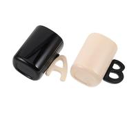 BUGUUYO 2 Pezzi Bicchieri per Spazzolini da Denti Tazze da Bocca Riutilizzabili in Plastica Resistente agli Urti Design Ab Nero e Beige per Viaggi e Uso