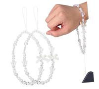BUGUUYO 2 Pezzi Charm per con Perline e Farfalle Decorazione Elegante e Resistente per Donne e Ragazze Portachiavi Adatto Smartphone e Accessori
