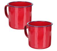 BUGUUYO 2 Pezzi Tazza Smaltata Creativa in Smalto Manico Forte 500ml per Bere a Casa e Ufficio