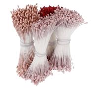 BUGUUYO 4 Pacchetti di Pistilli per Fiori Artificiali in Gesso e Corda di Cotone, Teste Doppie Piegate, Adatti per Artigianato e Eventi Festivi Colore Casuale