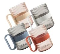 BUGUUYO 4 Pezzi Bicchieri da Bagno Riutilizzabili per Collutorio e Spazzolini Colori Moderni Grigio Cachi Rosso Blu Contenitori per Lavaggio e Conservazione Design e