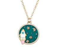 BUGUUYO 4 Pezzi Collana Pendente Pianeta in Lega, Gioiello Elegante | Ciondolo Tema Spazio, Stile Cosplay Raffinato, Idea Regalo Pronta per Festa e Visite al Parco