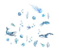 BUGUUYO Adesivo da Parete Tema Mare per Cameretta e Vasca da Bagno Decorativo Animali Marini Facile da Applicare e Resistenti Stickers Murali Colorati
