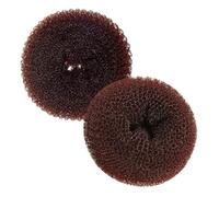 BUGUUYO Ciambella per capelli piccola marrone, Set 2 pezzi, accessori per capelli raccolti in fibra chimica per ragazze, per matrimonio e uso quotidiano