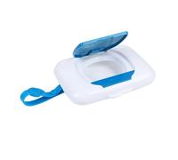 BUGUUYO Custodia Portatile Umidificate Riutilizzabile Ragazzo Ragazza e per Porta Salviette in Plastica Blu, Leggera Cinturino in Silicone Esterni e Borsa