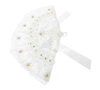 BUGUUYO Decorazione di Fiori in Pizzo Mano Decorativo Decorazione del Matrimonio Tessuto Piega Ventola Pieghevole ventaglio d'Epoca ventagli Pieghevoli ventaglio di Pizzo plastica Bianca
