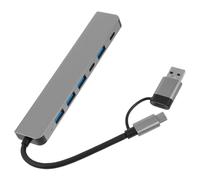BUGUUYO Docking Station USB 7 in 1 Splitter a Doppia Testa Hub USB Tipo C per Laptop Trasferimento Dati Veloce per Uso Multitasking e Espansione Dispositivi