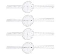 BUGUUYO Goniometro in Plastica Trasparente 4 Pezzi Righello Angolare Girevole 360° per Misurazioni Precise Strumento Professionale per Studenti Insegnanti e Progettisti