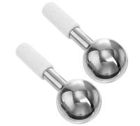 BUGUUYO Massaggiatore Casuale Viso e Ghiaccio in Acciaio Inossidabile 2pezzi, Sfera Fredda Argento, Leggero e Delicato per Colore Occhi Pelle Colore Casuale