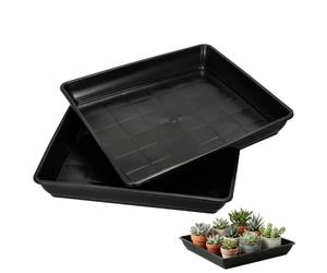 BUGUUYO Nero Sottovaso in Plastica Spessa 2 Pezzi Quadrato per Piante | 1,9 Pollici di Riserva, Fessure di Drenaggio Integrate, Base Rigida, per Vasi da Fiori e Fioriere