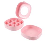 BUGUUYO Portagioie Portatile Doppio Strato 10 Scomparti in Abs Rosa, Organizer Multifunzionale Per Elastici e Orecchini, Scatola Compatta Per Accessori Chioma e Gioielli Da Viaggio