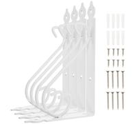 BUGUUYO Set 4 Staffe da Muro in Ferro Bianche Design Floreale Vintage, Reggimensole Triangolari Resistenti e Facili da Installare per Mensole da Parete 20x20cm