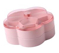 BUGUUYO Vassoio per Snack Trasparente in PP Coperchio e Scomparti Rosa | Contenitore per Servire Candy Nut, Piatto da Portata per Snack, Uso Casa e Lavoro, Semplice