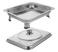 BUGUUYO Vassoio Rettangolare in Inossidabile e Superficie Liscia Porta Alimenti con Coperchio Trasparente per Buffet Professionale