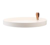 BUGUUYO Vassoio Tondo Portaoggetti in Pelle PU Bianco Organizer per Bagno e Toeletta Contenitore per Cosmetici e Gioielli Piccolo Vassoio da Scrivania Multifunzione per Uso Domestico e