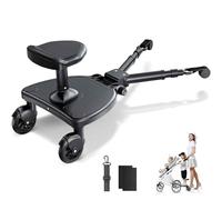 BugyKido Buggy Board con sedile più ampio, tavola universale per passeggino per bambini dai 2 ai 6 anni, carico 25 kg, pedana per stare in piedi e seduti compatibile con oltre il 99% dei passeggini
