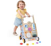 BugyKido Girello per Bambini di Legno, 8 in 1 Carrello Bambini con I Mattoncini, Girello Neonato 6-12 Mesi, Carrello Primi Passi Legno Montessori, Adatto per Regali di Prima Educazione