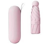 Buhdjfnke 1 Mini Ombrello Anti-UV per Giornate di Sole e, Portatile con Rivestimento UV e 6 Stecche Rinforzate, Rosa