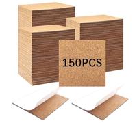 Buhdjfnke 150 Pezzi di Sughero Autoadesivo per Sottobicchieri, Fondo per Sottobicchieri Sfuso da Pollici Autoadesivo, Cuscinetti In Sughero Quadrati con Retro Adesivo Facile da Installare