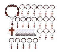 Buhdjfnke 30 Pz. Rosario Battesimo Versetto della Bibbia Mini Battesimo Rosario in Legno per La Prima Comunione Regalo con 30 Sacchetti in Organza