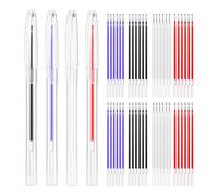 Buhdjfnke 4 Pezzi Pennarelli Cancellabili un Caldo per Stoffa Penne Cancellabili un Caldo con 48 Ricariche per Quilt, Cucito e Sartoria