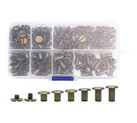 Buhdjfnke 90 Set di Chicago Kit Assortiti, 6 Misure di Rivetti nel Pelle Un Testa Piatta Borchie Un Vite nel Metallo per nel Pelle DIY B