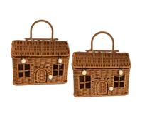 Buhdjfnke Case in Miniatura, Cestini in Rattan, Scatole Regalo per Matrimoni, Cestini da Picnic con Coperchio e Maniglia, Chiusura A, Valigie in Vimini, Organizzazione e Stoccaggio