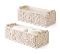 Buhdjfnke Cesti di Stoccaggio Macrame Tessuti A Mano Set di 2 Boho Decorazioni Decorazioni per Tacchetta per Vasca da Toilette.