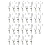 Buhdjfnke Clip A Coda Lunga Mollette Antivento A Coda Lunga con Ganci Clip A Presa Forte In Acciaio Inossidabile da 30 Pezzi Salvaspazio