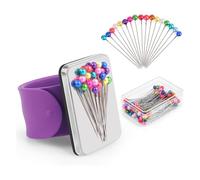 Buhdjfnke Cuscino per Magnetico da Polso con Set di 100 Pezzi di da Cucito con Testa A Sfera da 1,5 Pollici In Silicone, Porta da Polso per Quilting B