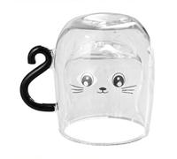 Buhdjfnke Glass Cup Double Wall 250ml Transparent Drinkware For Hot And Cold Milk Tea Juice Cute Cat Home Coffee Mug With Handle A