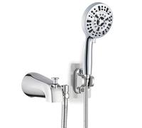 Buhdjfnke Rubinetto per Vasca Interamente In Metallo con 9 Impostazioni Dello Spruzzatore, Finitura Cromata, con Deviatore Incorporato e Adattatori Universali