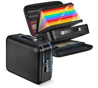 Buhdjfnke Scatola per Documenti Ignifuga con Guscio Rigido, Borsa Impermeabile A Doppia Zip, Ignifuga con Lucchetto e Cartella per File, per la Conservazione In Ufficio e A Casa.