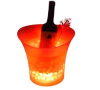 Buhdjfnke Secchiello per Ghiaccio A LED, Secchiello per Champagne Illuminato, Secchiello per Ghiaccio A LED In Plastica Impermeabile, Bar, Cassa per Champagne, Rosso Birra