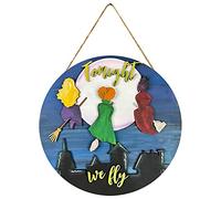 Buhdjfnke Segno di Decorazione del Personalizzato Costume da Strega di Halloween Semplice da Appendere nel Legno da Giardino Autunnale -4