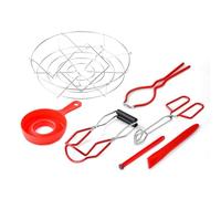Buhdjfnke Set di 7 Strumenti per Conserve, Contenitori A Pressione per Conserve, Vaso per Conserve Domestiche, Pinza per Sollevamento Conserve, Barattolo di Imbuti per Conserve Rosso Facile da Usare