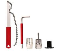 Buhdjfnke Strumento per La Rimozione Cassetta per Bici, Kit Attrezzi per Catena 5 Pezzi con Frusta per Catena Chiave Ausiliaria Rimozione ' di Bloccaggio Cassetta per Bicicletta