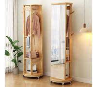 Buhelyc Specchio A Figura Intera con Supporto Specchio Appendiabiti 3 in 1 Salvaspazio Base Girevole per Guardaroba, Soggiorno, Camera da Letto(Size:Stile B,Color:Marrone)