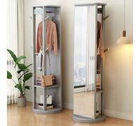 Buhelyc Specchio A Figura Intera con Supporto Specchio Appendiabiti 3 in 1 Salvaspazio Base Girevole per Guardaroba, Soggiorno, Camera da Letto(Size:Stile A,Color:Grigio)