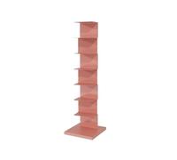 Buhelyc Torre di Libri Verticale Libreria a Colonna in Metallo Libreria per Piccoli Spazi per Camera da Letto, Ufficio, Studio, Soggiorno(Size:7-Layer,Color:Rosa)