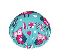 Búho gorro de ducha flamencos en el agua gorros de ducha de baño reutilizables para mujeres cabello largo doble capa impermeable gorro de baño protector de cabello para niños niñas mujeres 1 paquete