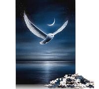 Búho nival guardián del cielo creciente. Rompecabezas de 500 piezas para adultos y adolescentes. Rompecabezas educativo de aprendizaje (52 x 38 cm).