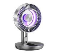 Buhygn Ventilatore da scrivania e silenzioso, a 5 velocità, pieghevole, ricaricabile, con a LED, da scrivania per auto, viaggi, crociera, casa, comodino, lavoro, computer per