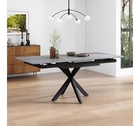 buiesjole Tavolo da pranzo allungabile automatico, tavolo da pranzo rettangolare, tavolo da pranzo per il tempo libero, tavolo da caffè L150/180 x 70 x A 76 cm, motivo sacro, motivo cemento, nero e