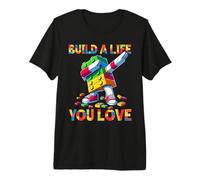 Build A Life You Love Funny Bricks Master Builder Dabbing Maglietta Premium