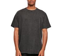 Build Your Brand Acid Washed Heavy Oversize Tee T-Shirt, Nero, L Uomo