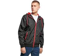 Build Your Brand By016-windrunner, Giacca Uomo, Nero/Rosso, 3XL