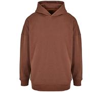 Build Your Brand Felpa con Cappuccio Oversize Cut On Sleeve, Corteccia, L Uomo