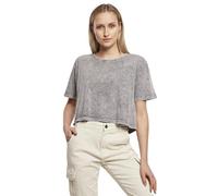 Build Your Brand Ladies Acid Washed Cropped Tee, T-Shirt Donna, Grey Black, M